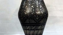 Handmade Moroccan Damascene Pitcher Vase – Silver Inlay Metal Ewer, Luxury Decorative Jug, Artisan Home Decor from Meknes6