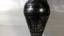 Handmade Moroccan Damascene Pitcher Vase – Silver Inlay Metal Ewer, Luxury Decorative Jug, Artisan Home Decor from Meknes1
