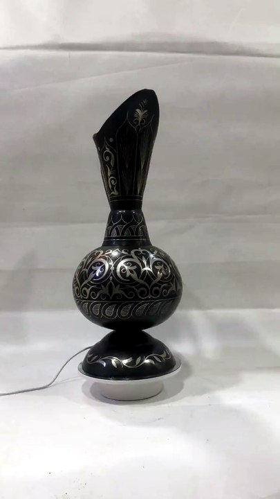 Handmade Damascene Pitcher Vase – Silver Inlay Metal Ewer, Luxury Decorative Jug, Artisan Home Decor from Meknes2