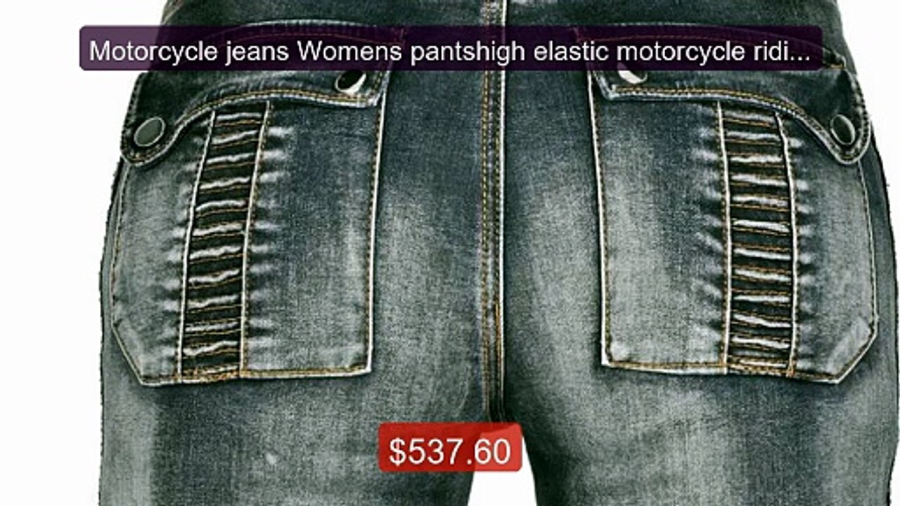 Motorcycle jeans Womens pantshigh elastic motor...