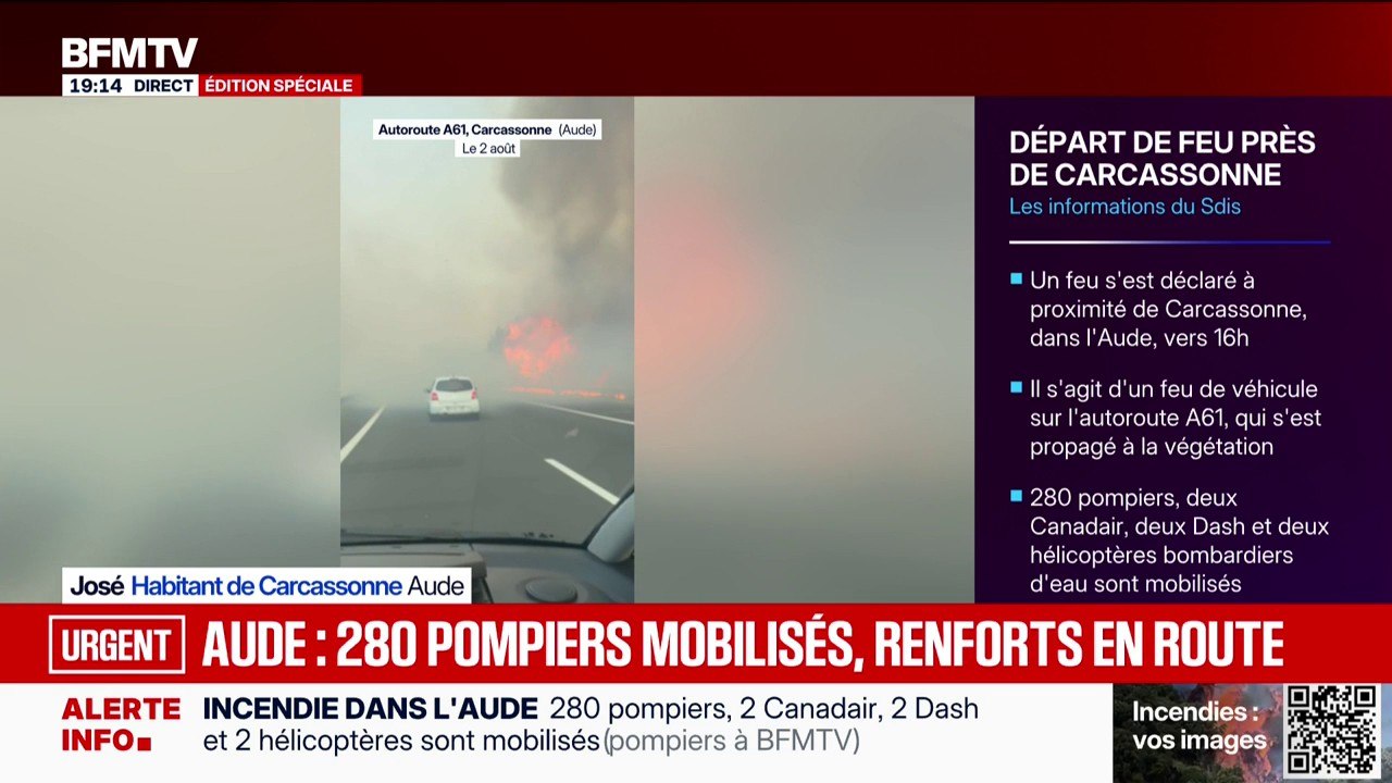Incendie dans l'Aude: "On se prépare à une éventuelle évacuation", raconte un habitant de Carcassonne
