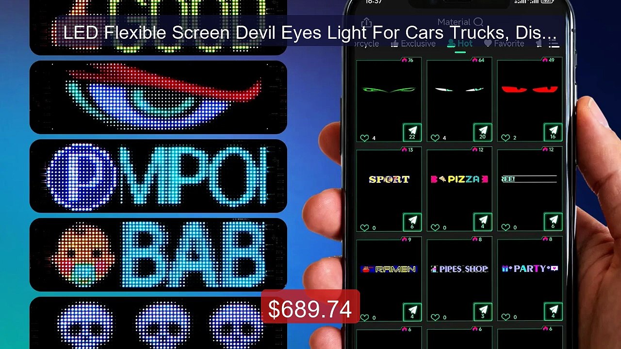 LED Flexible Screen Devil Eyes Light For Cars T...
