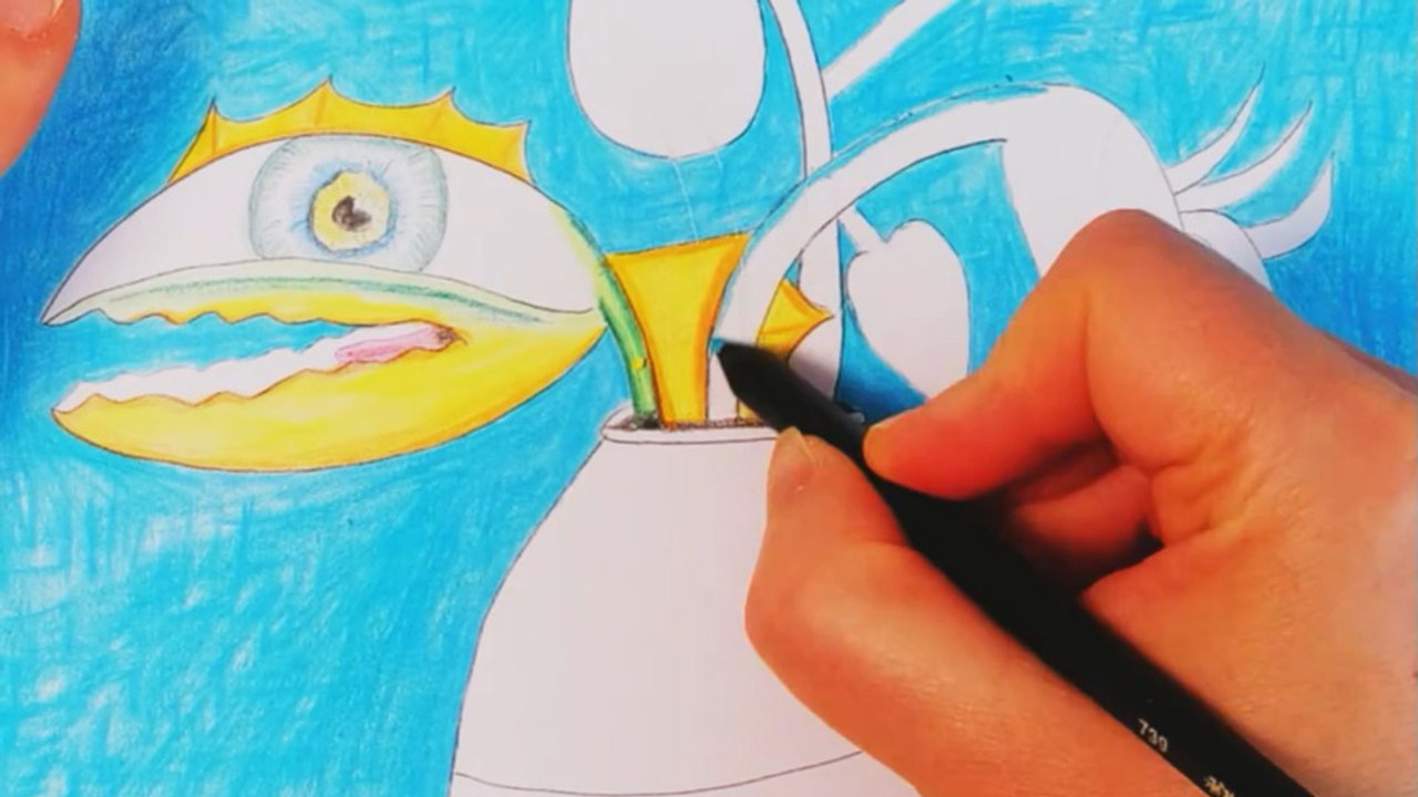 Pure Relaxation: Drawing a horrified dragonplant in a vase like Van Gough with Colored Pencils 🎨✨
