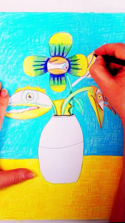 Pure Relaxation: Drawing a happy plant  with Colored Pencils 🎨✨