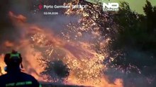 Grécia: helicópteros e bombeiros combatem fogo perto de Atenas