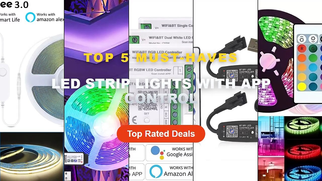 LED Strip Lights With App Control: Top 5 Best Sellers - Color RGB 5050 LED Strip Bluetooth Tape Decor for Room LED 10m 1...