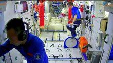 Chinese Astronauts Working Out On Tiangong Space Station