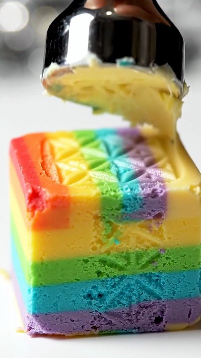 Rainbow Butter Cube Stamp Press ASMR | Colorful Satisfying Butter Compression