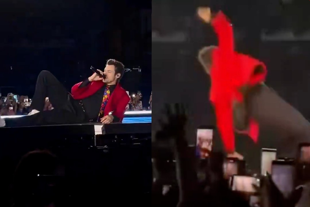 Harry Styles slips and falls in front of 70,000 fans but turns it into a show