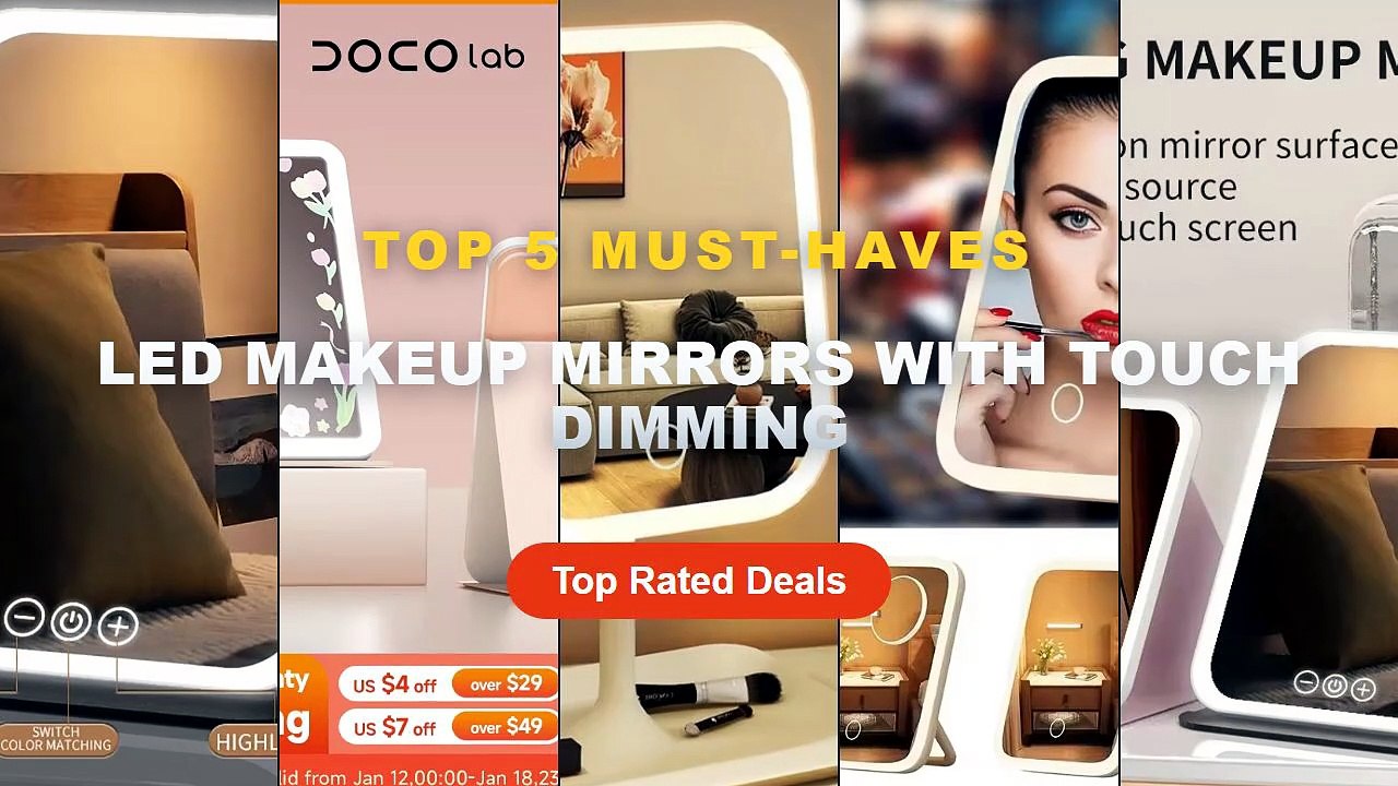 Don't Buy LED Makeup Mirrors With Touch Dimming Before Watching This! - DOCO Makeup Mirror Foldable Portable LED Vanity ...