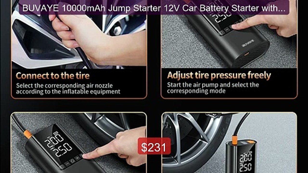 BUVAYE 10000mAh Jump Starter 12V Car Battery Starter with 150PSI A... -- Best Deal 2026 | Shop Now!