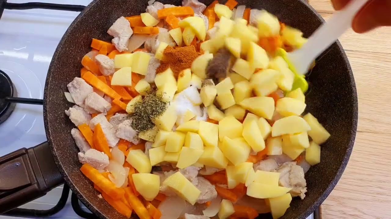 Tolles Rezept für Kartoffeln mit Gemüse und Fleisch, gesund und günstig.