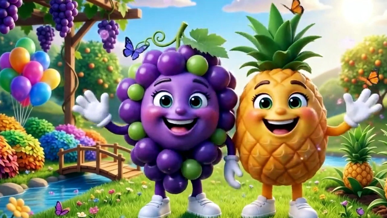 🍇🍍 Grapes & Pineapple Song | Tiny Sweet Friends | Healthy Fruits Song for Kids | Nursery Rhymes