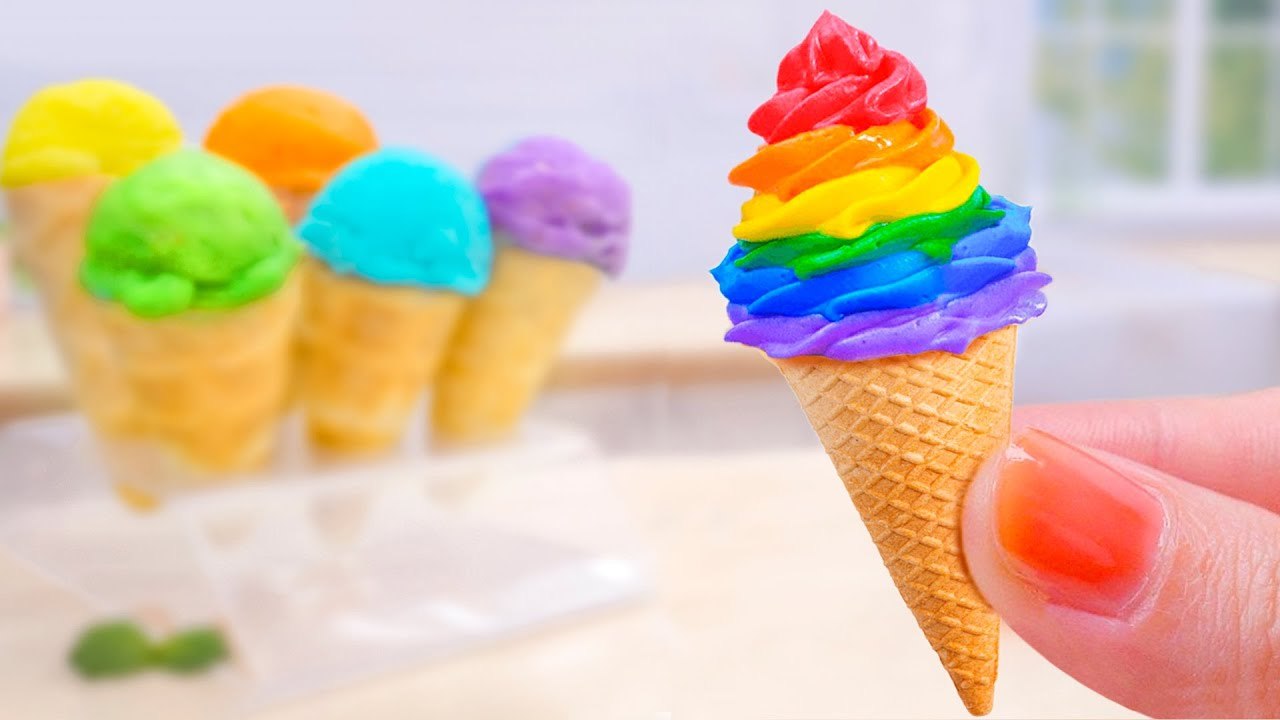 🍦🌈 Beautiful Miniature Rainbow Ice Cream For...