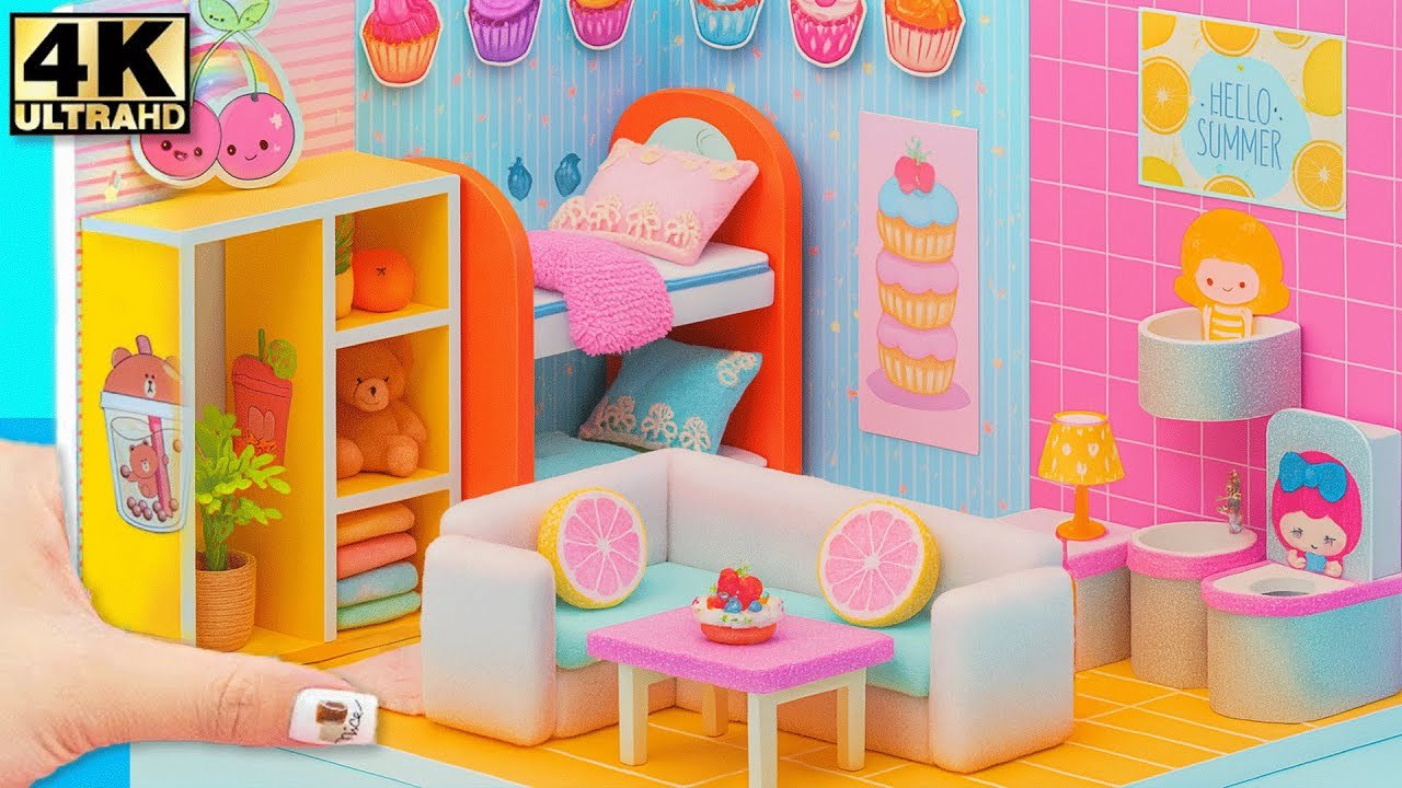Make a Colorful Fruit House for Two | DIY Miniature with Bedroom & Bath 🏡🍉  DIY Miniature House