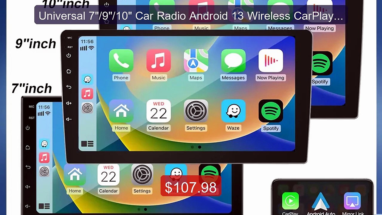 Universal 7"/9"/10" Car Radio Android 13 Wirele...