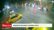 Eskişehir’de motosiklet otomobile çarptı; kaza kamerada