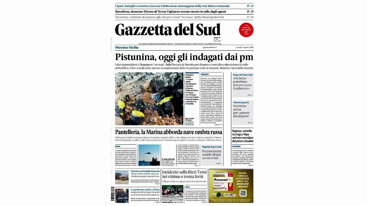 Rassegna stampa 03-08-2026 edizione Messina