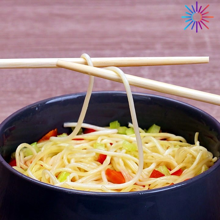Making noodle threads and eating them with style! 🍜