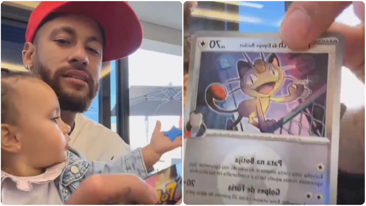 ¡El más friki! Neymar hizo un 'live' con su hijo abriendo cartas de Pokémon