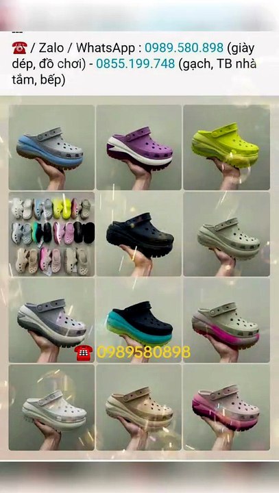 pb167- sục Crocs mega crush bóng, đế cao 8cm