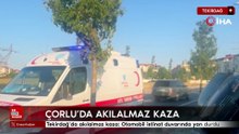 Tekirdağ’da akılalmaz kaza: Otomobil istinat duvarında yan durdu