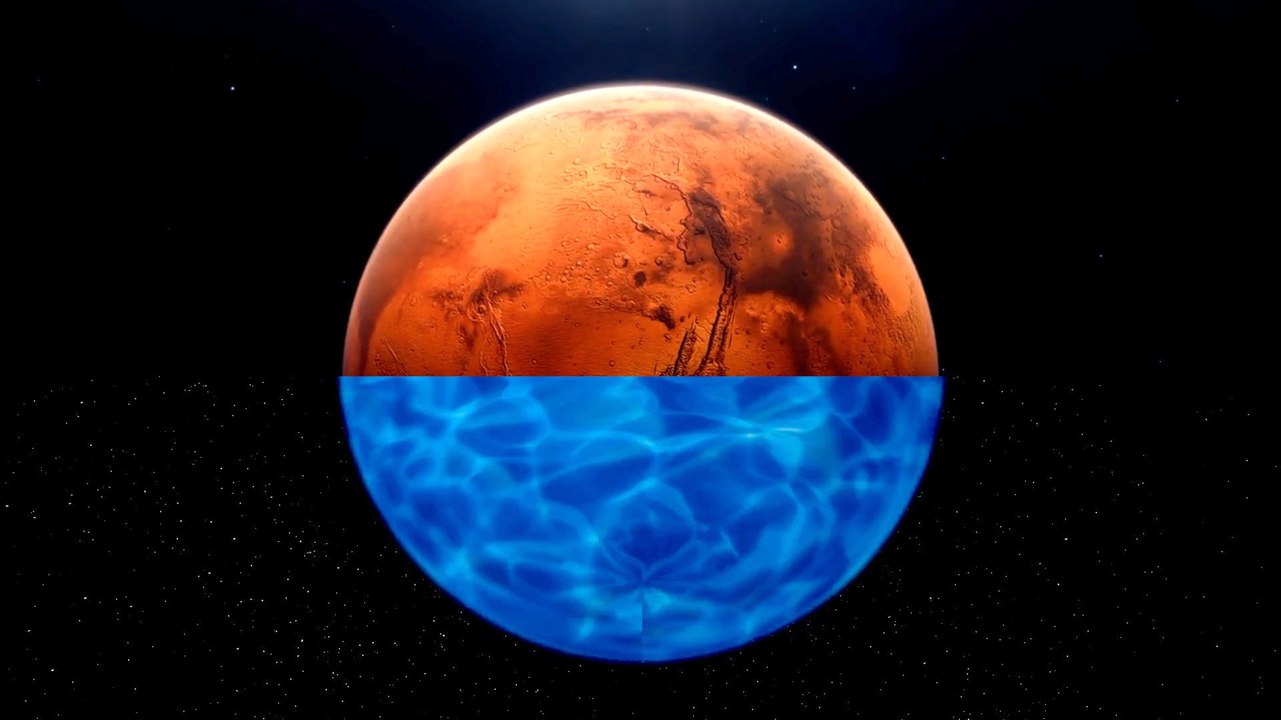 Experts say liquid water may lie beneath Mars' crust, not on the surface.