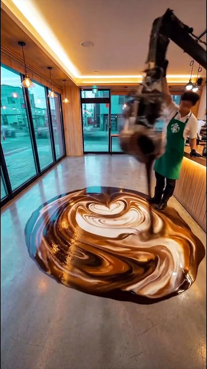 Love this epoxy resin floor idea in a coffee sh...