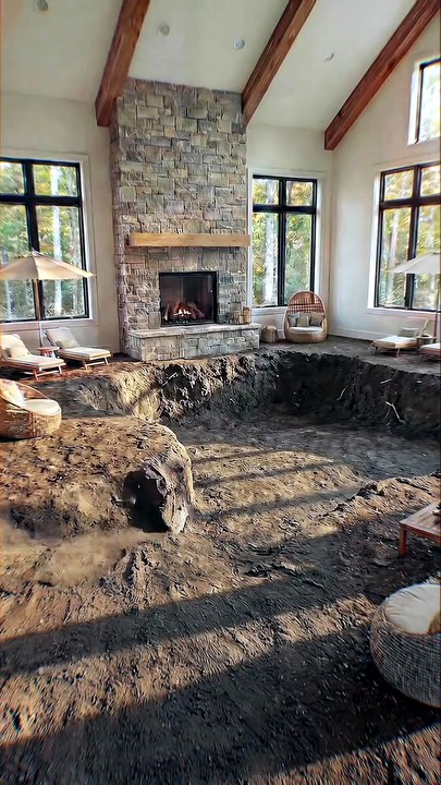 Insane Living Room to Indoor Pool transformation concept 🤯 #interiordesign #homedecor #airbnbfinds