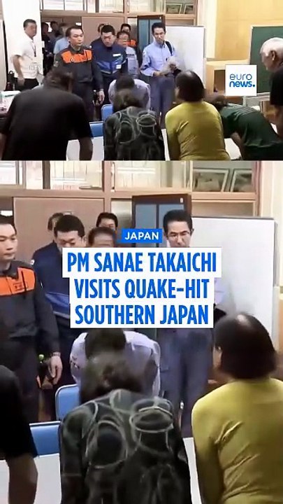 PM Sanae Takaichi visits quake-hit southern Japan as cleanup begins in intense heat