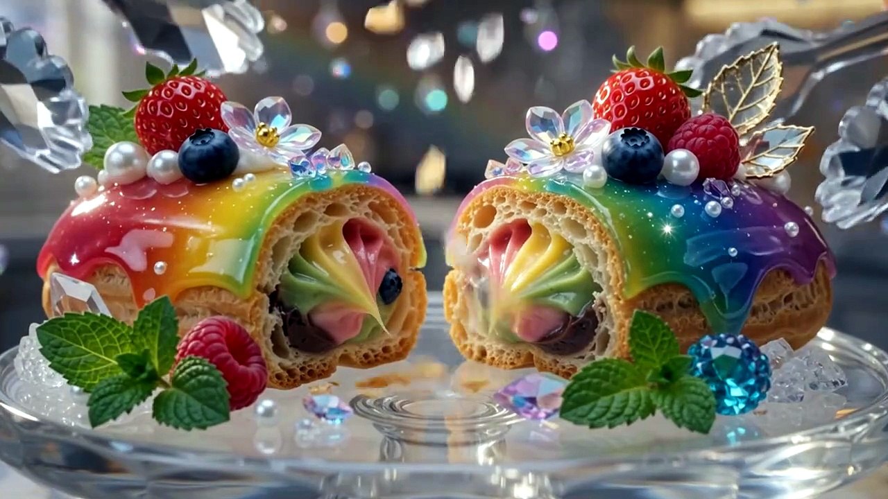 **Rainbow Crystal Macarons 💎🌈 | Magical Miniature Crystal Cooking ASMR | Fantasy Dessert in 8K