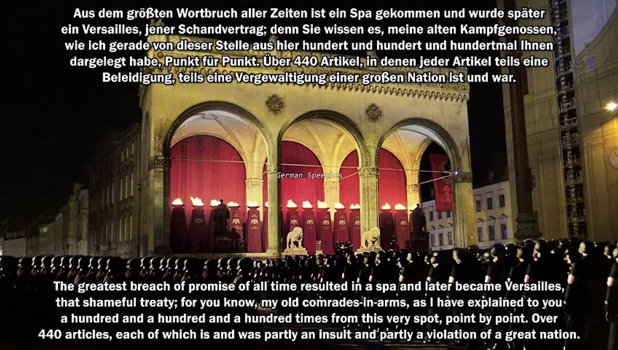 Adolf Hitler – Speech at the memorial ceremony in Munich's Bürgerbräukeller, November 8, 1939