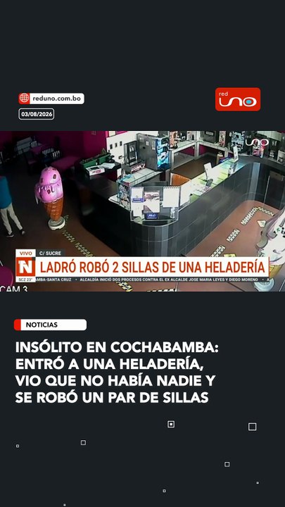 Insólito en Cochabamba:Entró a una heladería, vio que no había nadie y se robó un par de sillas