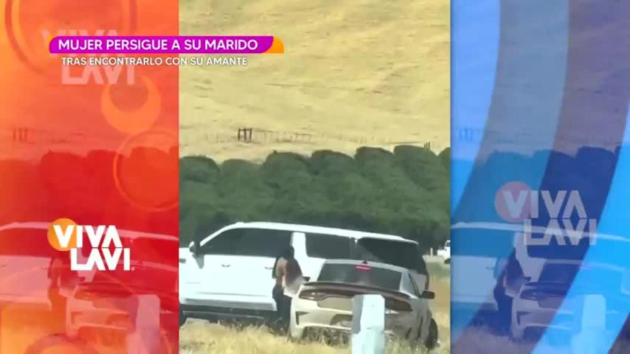 Mujer persigue a su esposo tras encontrarlo con la amante