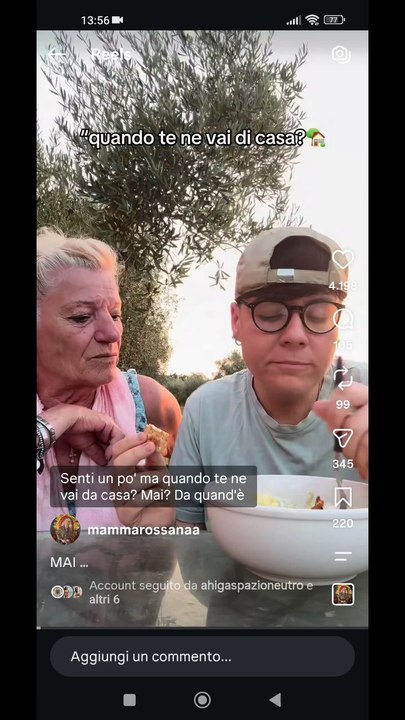 Mamma Rossana story quando te ne vai da casa