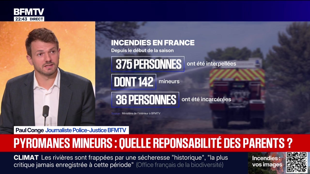 Incendies : 375 interpellations, dont 142 mineurs - 03/08