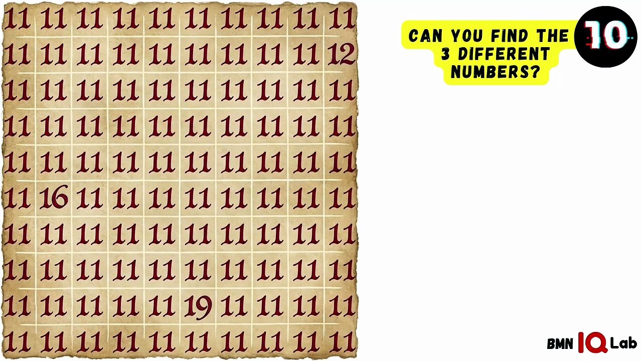 #Only1Percent ✋️😏 Can you find the 3 different numbers? (Part 11) 🔢