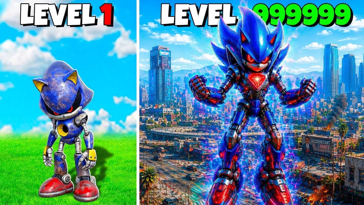 UPGRADING METAL SONIC from Level 1 to 1,000,000 in GTA 5! (Sonic Movie Mod)