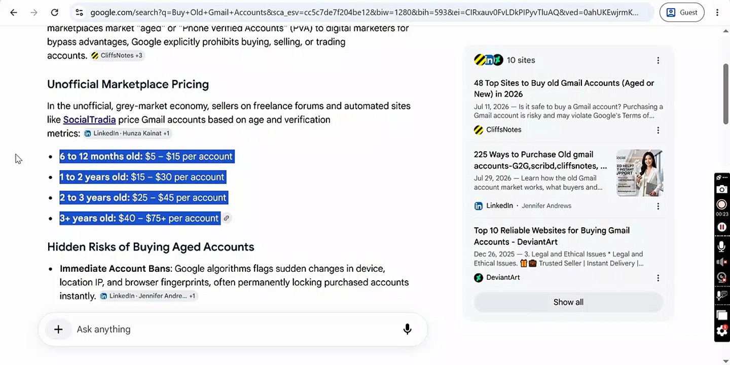 Best 5 Sites To Buy Gmail Accounts in Bulk (PVA & Aged)
