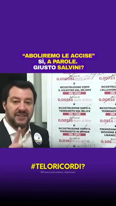 Le accise di Salvini: abolite solo sulla lavagna