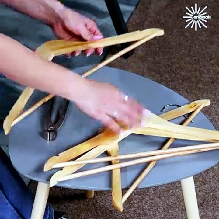 DIY coffee table using clothes hangers! 💯