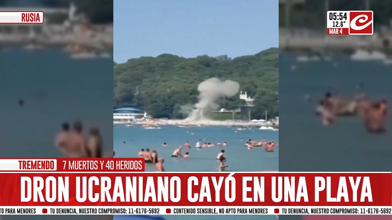Dron ucraniano derribado por Rusia cae en una playa: hay varios muertos y heridos