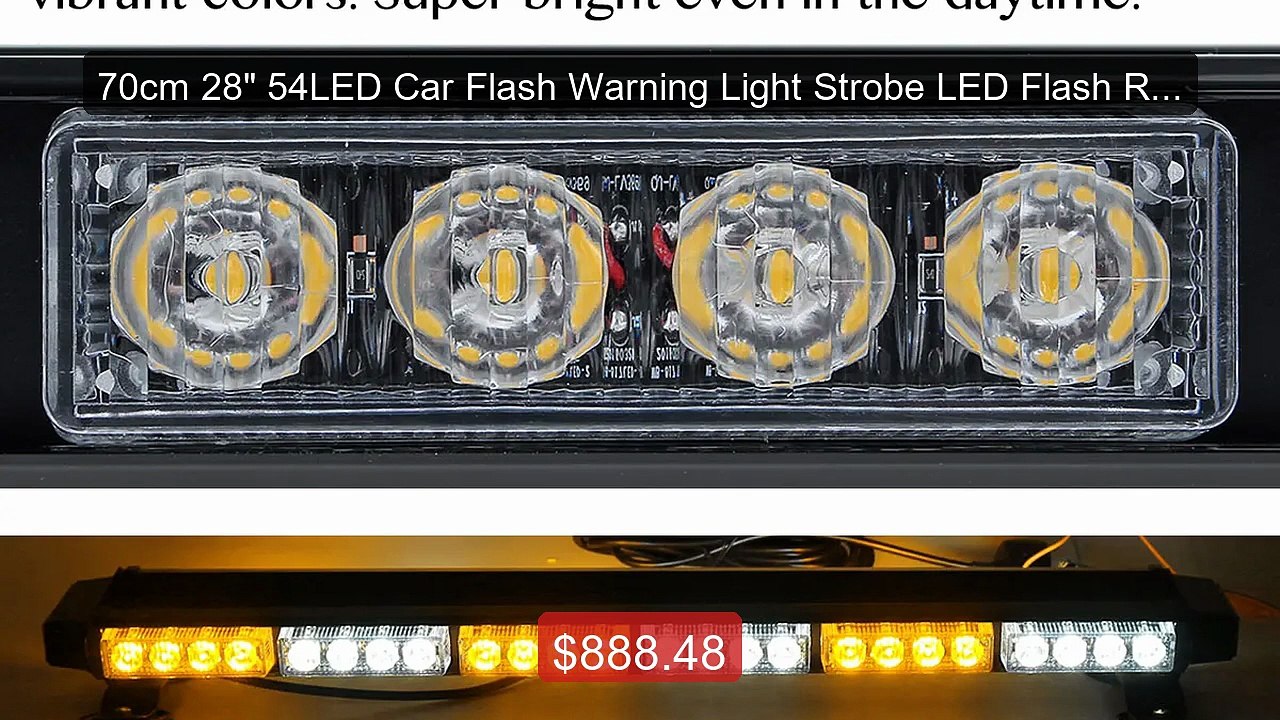 70cm 28" 54LED Car Flash Warning Light Strobe LED Flash Roof O... -- Best Buy 2026 | Great Quality!