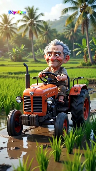 Old Man trapped in a Baby's Body Drives a Muddy Tractor! 😂🚜 #Shorts #Comedy #Funny AI generate funny animation cartoon video ZiguBza
