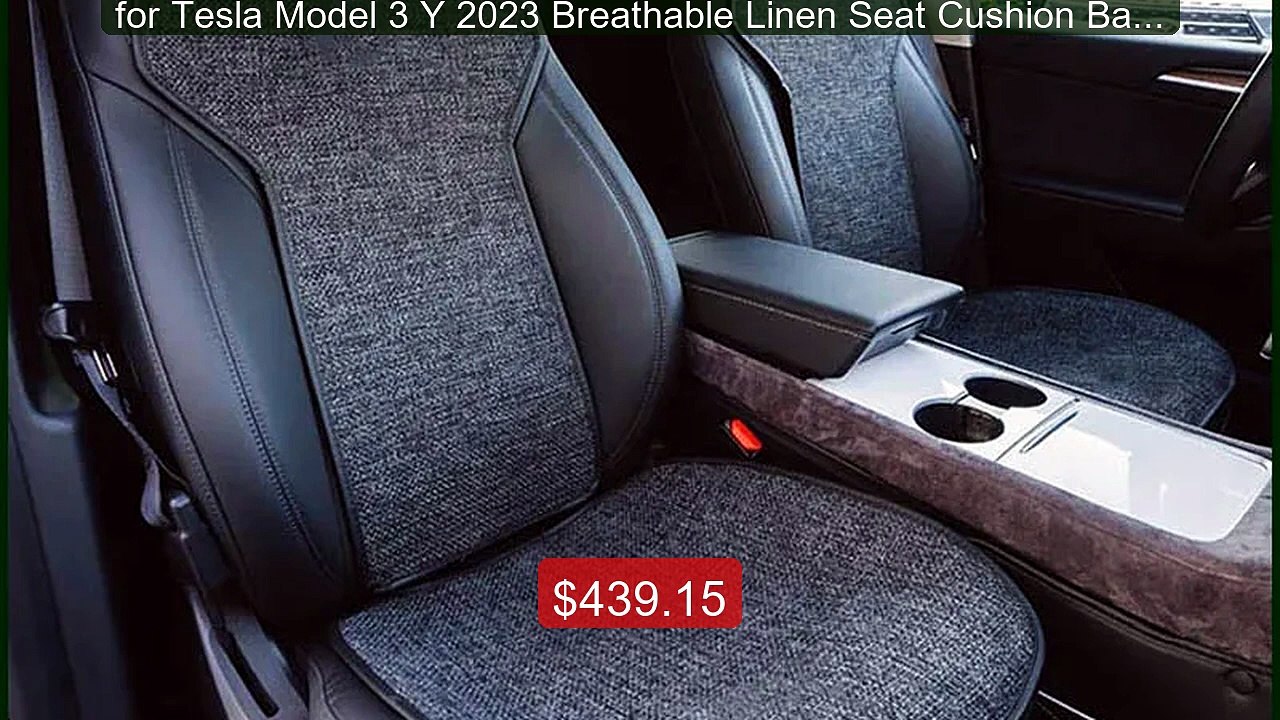 for Tesla Model 3 Y 2023 Breathable Linen Seat Cushion Backres... -- Hot Deal 2026 | Limited Offer!