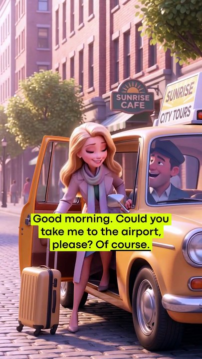 TAKING A TAXI TO THE AIRPORT 🚖 Easy English Conversation #shorts