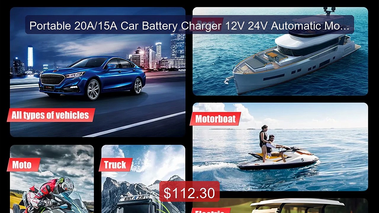 Portable 20A/15A Car Battery Charger 12V 24V Au...