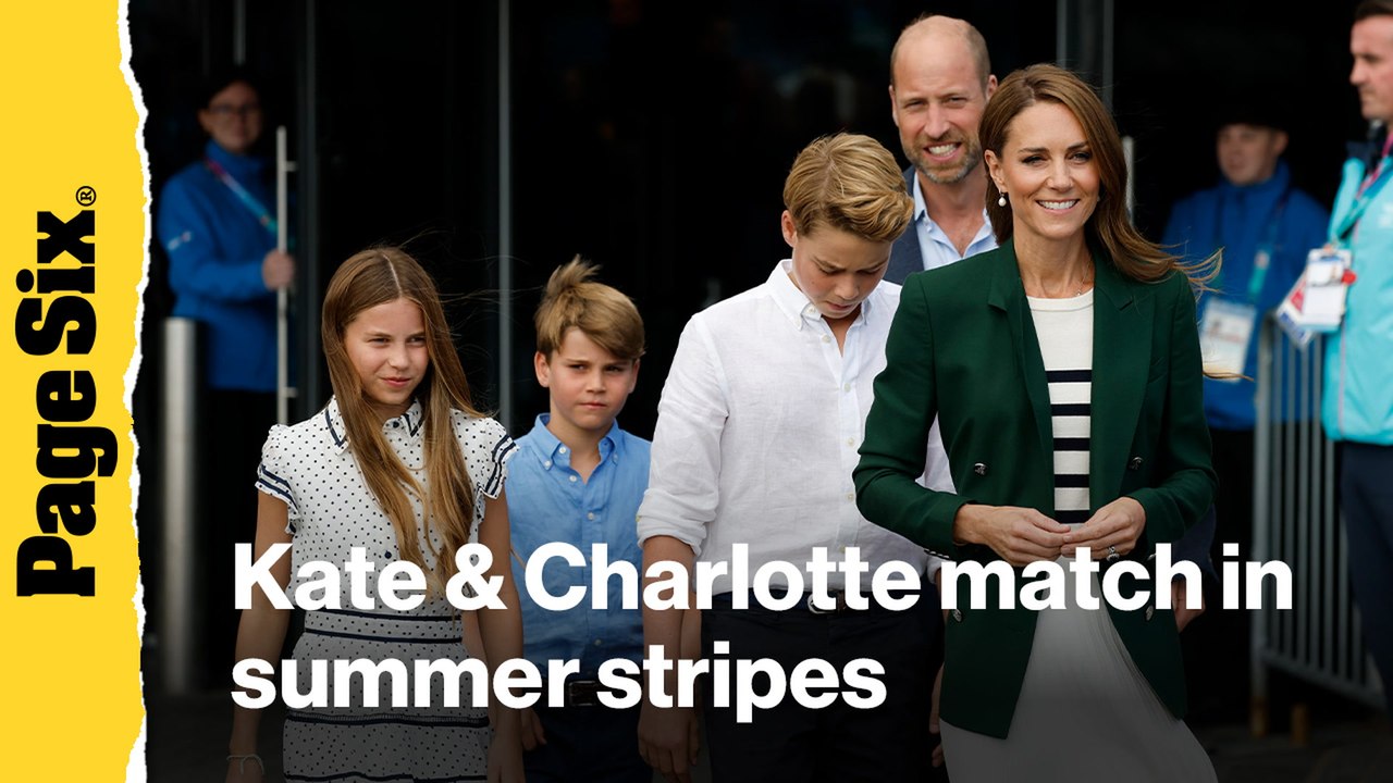 Kate Middleton and Princess Charlotte coordinate in summer stripes