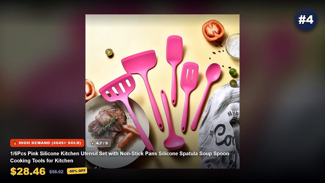 Top 5 Best Silicone Cooking Utensil Sets For Nonstick Pans (Must Have!) - 15Pcs Khaki Food Grade Silicone Kitchen Cookwa...