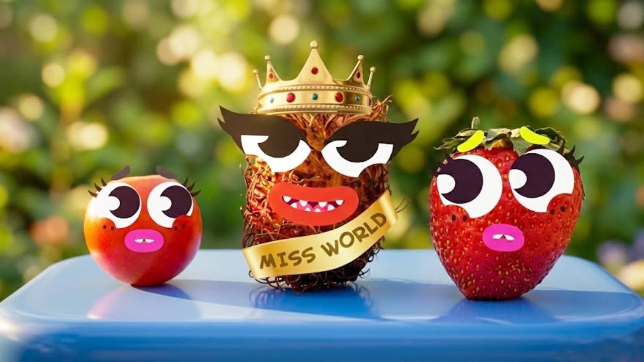 Fruit Pageant Frenzy: Cartoon Fruits Crowned at Doodland Showdown